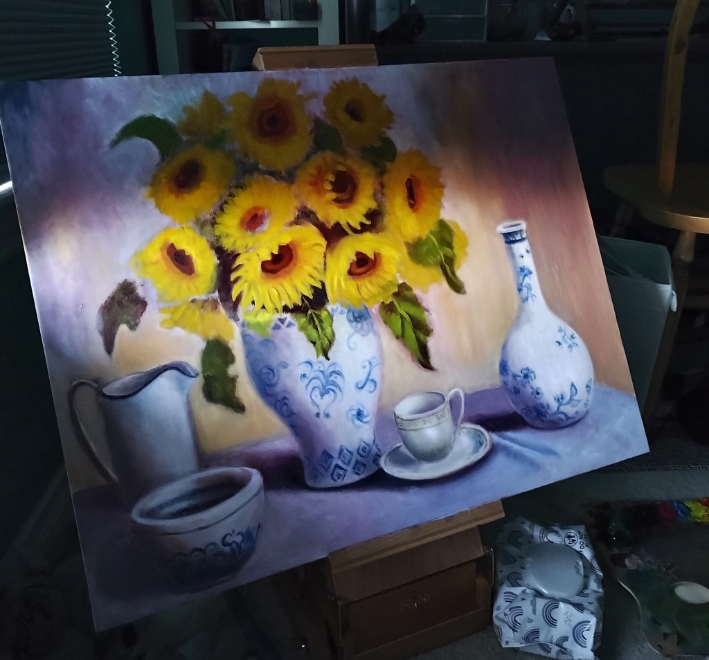Sunflower painting (before final touch&nbsp;ups)