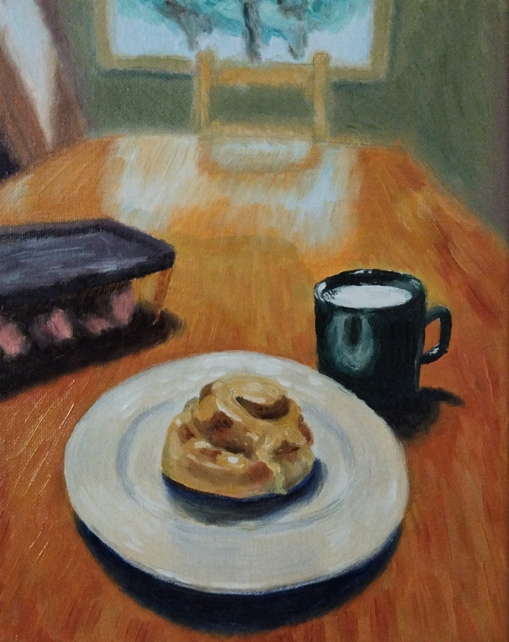 Cinnamon roll & watermelon&nbsp;breakfast